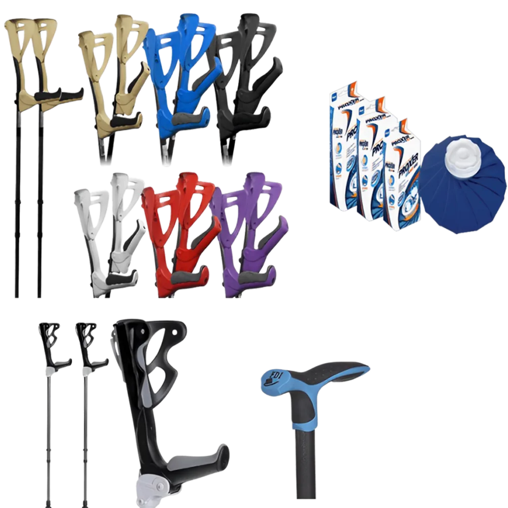 Crutches, walking stick and hot and cold therapy products